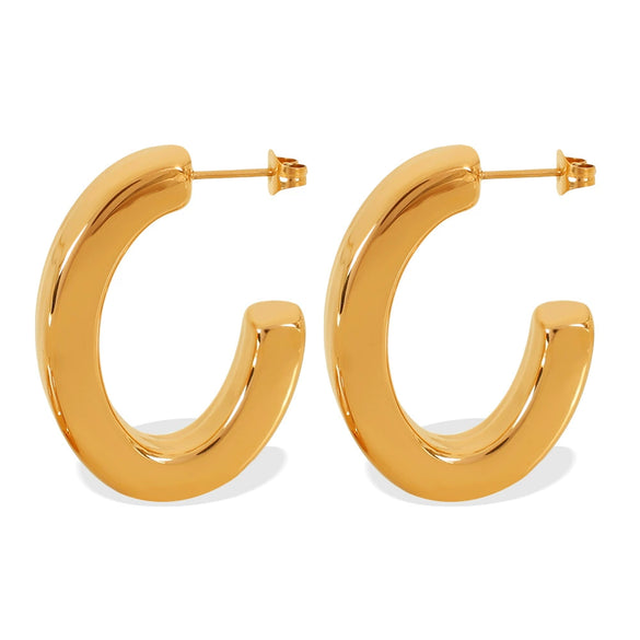 Wholesale 316L Stainless Steel Earrings Geometric Pattern 18K Gold Plated Minimalist Style For Women