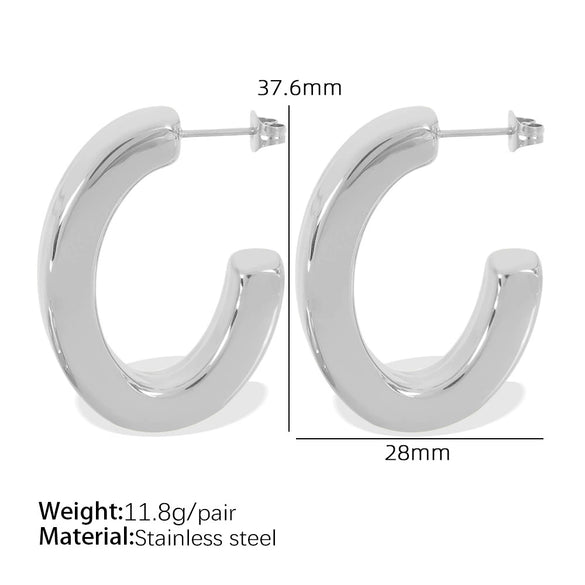 Wholesale 316L Stainless Steel Earrings Geometric Pattern 18K Gold Plated Minimalist Style For Women
