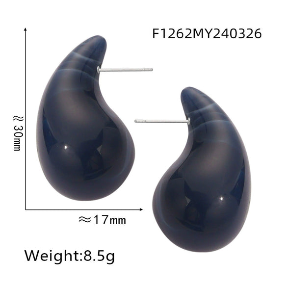 Wholesale 316L Stainless Steel Earrings Geometric Style Water Drop Shape Electroplated