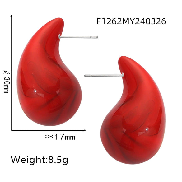 Wholesale 316L Stainless Steel Earrings Geometric Style Water Drop Shape Electroplated