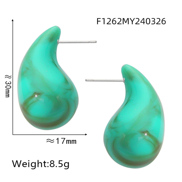Wholesale 316L Stainless Steel Earrings Geometric Style Water Drop Shape Electroplated