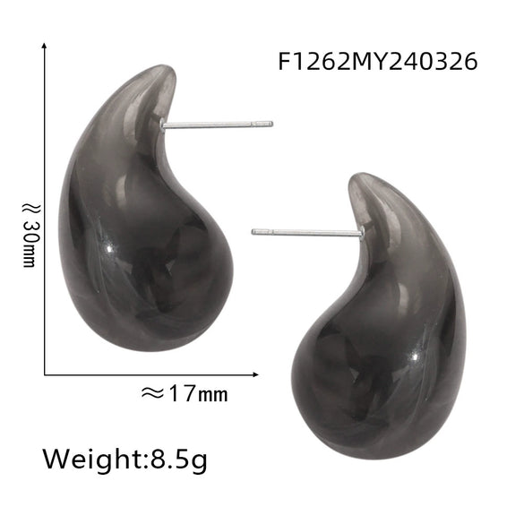 Wholesale 316L Stainless Steel Earrings Geometric Style Water Drop Shape Electroplated