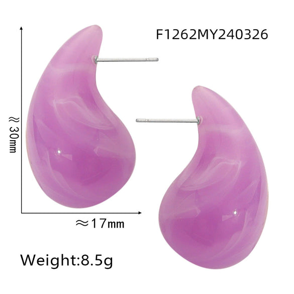 Wholesale 316L Stainless Steel Earrings Geometric Style Water Drop Shape Electroplated
