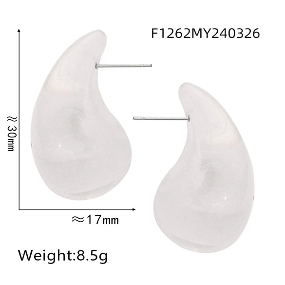 Wholesale 316L Stainless Steel Earrings Geometric Style Water Drop Shape Electroplated