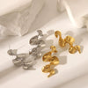 Wholesale Titanium Steel Earrings In Irregular Wave Shape With Pvd Furnace Real Gold Electroplating For Women
