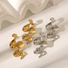 Wholesale Titanium Steel Earrings In Irregular Wave Shape With Pvd Furnace Real Gold Electroplating For Women