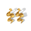 Wholesale Titanium Steel Earrings In Irregular Wave Shape With Pvd Furnace Real Gold Electroplating For Women