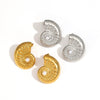 Wholesale Titanium Steel Earrings Inlaid With Pearls Flower Pattern Retro Minimalist Style For Women