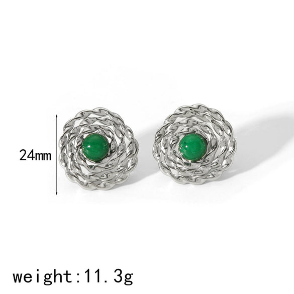 Wholesale Titanium Steel Earrings Retro Hollow Design Geometric And Floral Patterns Electroplated For Ladies