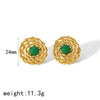 Wholesale Titanium Steel Earrings Retro Hollow Design Geometric And Floral Patterns Electroplated For Ladies