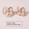 Wholesale Titanium Steel Earrings Retro Palace Flower Style Fourpetal Flower Dripping Oil Treatment For Women