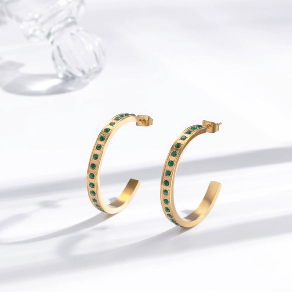 Wholesale Titanium Steel Earrings Retro Style Cshaped Electroplated With Letters Numbers Text Pattern