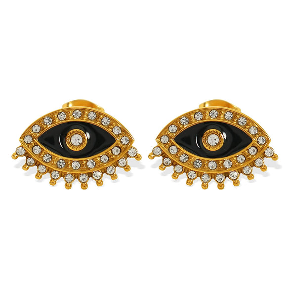 Wholesale 316L Stainless Steel Earrings With Devil Eye Design And Geometric Pattern Electroplating Treatment For Women Minimalist Style