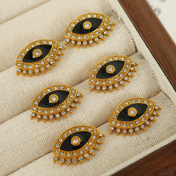 Wholesale 316L Stainless Steel Earrings With Devil Eye Design And Geometric Pattern Electroplating Treatment For Women Minimalist Style