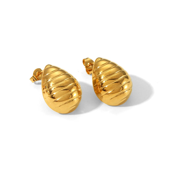 Wholesale Titanium Steel Earrings With Flower Rhombus Geometric Patterns For Women Electroplated