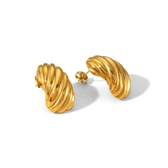 Wholesale Titanium Steel Earrings With Flower Rhombus Geometric Patterns For Women Electroplated