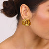 Wholesale Titanium Steel Earrings With Geometric Pattern And 18K Gold Plated Electroplating For Women