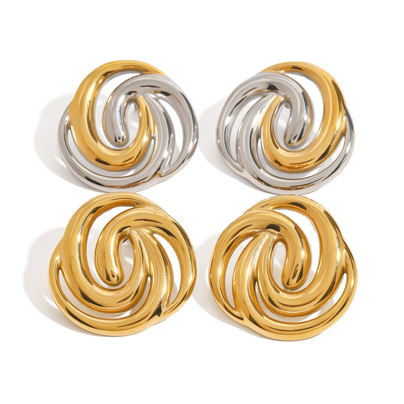 Wholesale Titanium Steel Earrings With Geometric Pattern And 18K Gold Plated Electroplating For Women