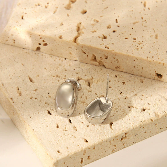 Wholesale Titanium Steel Earrings With Gold Beans And Geometric Design Electroplated Light Luxury For Women
