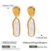 Wholesale Titanium Steel Earrings With Pearl Geometric Design Electroplated For Women