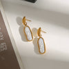 Wholesale Titanium Steel Earrings With Pearl Geometric Design Electroplated For Women