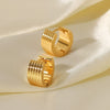 Wholesale Titanium Steel Earrings With Wide Ribs And Geometric Pattern 18K Gold Plated Fashionable And Personalized For Women