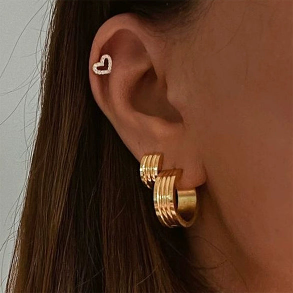 Wholesale Titanium Steel Earrings With Wide Ribs And Geometric Pattern 18K Gold Plated Fashionable And Personalized For Women