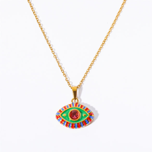 Wholesale Titanium Steel Electroplated Devil's Eye Pendant Necklace For Women