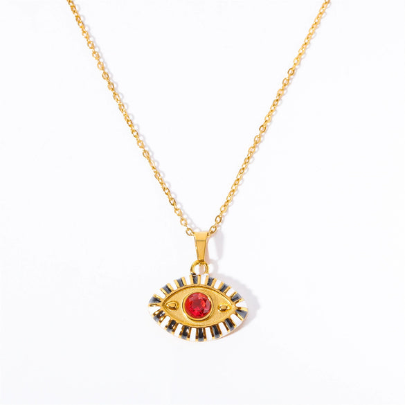 Wholesale Titanium Steel Electroplated Devil's Eye Pendant Necklace For Women