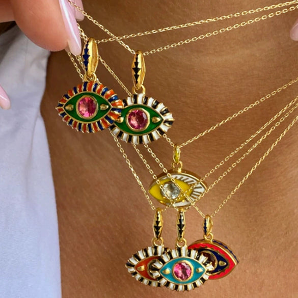 Wholesale Titanium Steel Electroplated Devil's Eye Pendant Necklace For Women