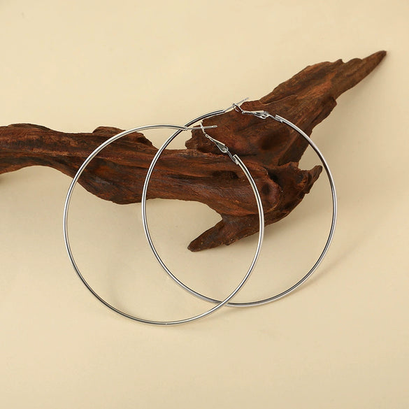 Wholesale Titanium Steel Electroplated Geometric Circle Earrings For Women