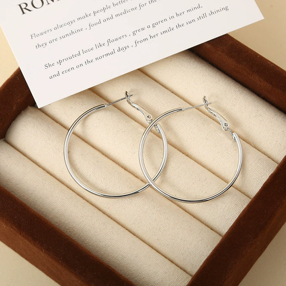 Wholesale Titanium Steel Electroplated Geometric Circle Earrings For Women
