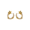 Wholesale Titanium Steel Electroplated Geometric Fivepointed Star And Cshaped Pearl Earrings For Women