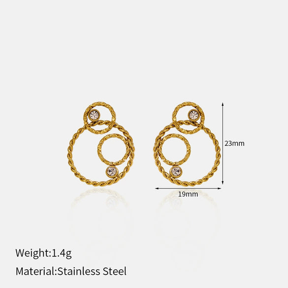 Wholesale Titanium Steel Electroplated Geometric Fivepointed Star And Cshaped Pearl Earrings For Women