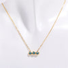 Wholesale Titanium Steel Electroplated Geometric Three Round Zircon Inlaid Birthday Stone Pendant Necklace For Women