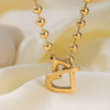 Wholesale Titanium Steel Electroplated Heart Shape Ball Chain Necklace Jewelry For Women