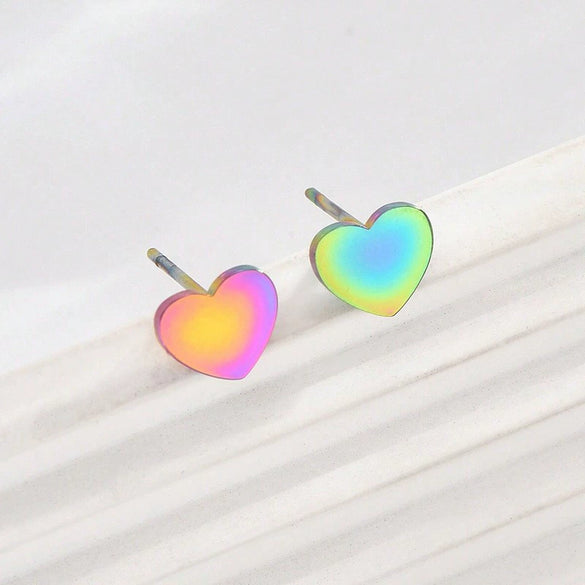 Wholesale Titanium Steel Electroplated Heartshaped Earrings And Ear Bone Nails Fashion Simple Classic Jewelry For Unisex