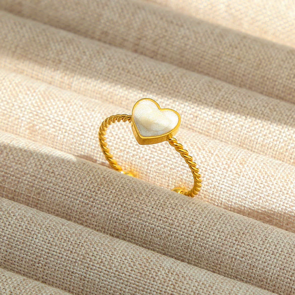 Wholesale Titanium Steel Electroplated Ins Style Heart Shape Geometric Retro Colorful Natural Stone Inlaid Unisex Women's Ring