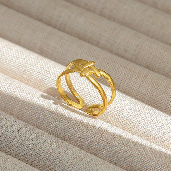 Wholesale Titanium Steel Electroplated Ins Style Heart Shape Geometric Retro Colorful Natural Stone Inlaid Unisex Women's Ring