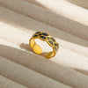 Wholesale Titanium Steel Electroplated Ins Style Heart Shape Geometric Retro Colorful Natural Stone Inlaid Unisex Women's Ring