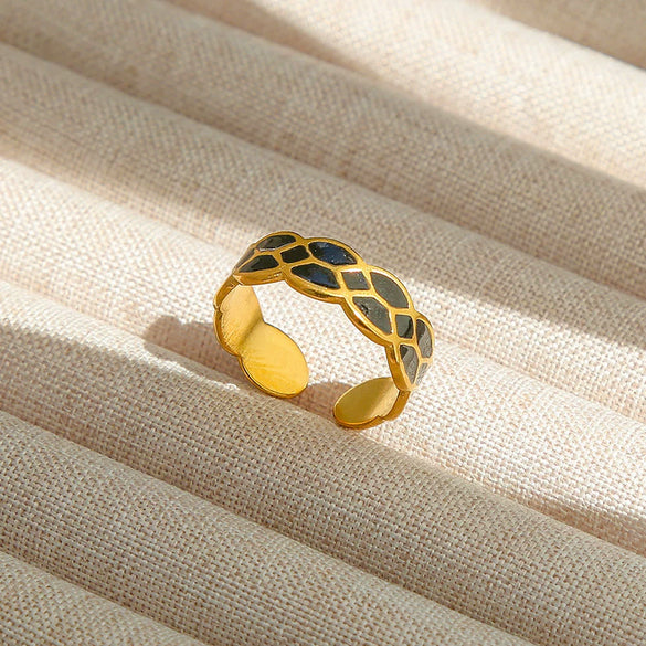 Wholesale Titanium Steel Electroplated Ins Style Heart Shape Geometric Retro Colorful Natural Stone Inlaid Unisex Women's Ring