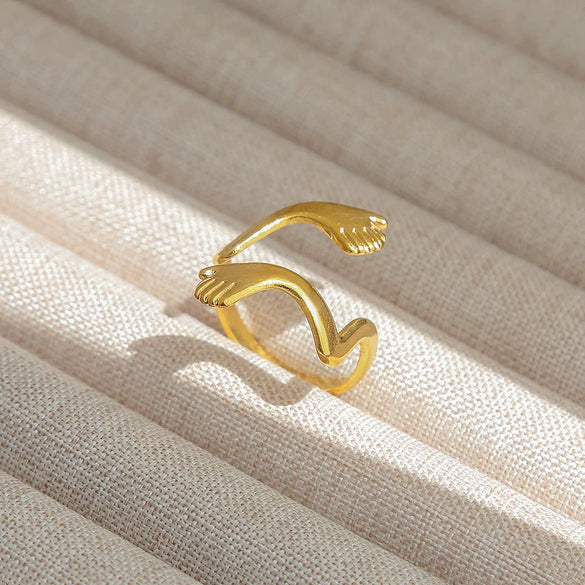 Wholesale Titanium Steel Electroplated Ins Style Heart Shape Geometric Retro Colorful Natural Stone Inlaid Unisex Women's Ring