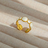 Wholesale Titanium Steel Electroplated Ins Style Heart Shape Geometric Retro Colorful Natural Stone Inlaid Unisex Women's Ring