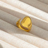Wholesale Titanium Steel Electroplated Ins Style Heart Shape Geometric Retro Colorful Natural Stone Inlaid Unisex Women's Ring