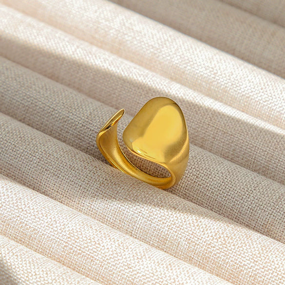 Wholesale Titanium Steel Electroplated Ins Style Heart Shape Geometric Retro Colorful Natural Stone Inlaid Unisex Women's Ring