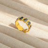 Wholesale Titanium Steel Electroplated Ins Style Heart Shape Geometric Retro Colorful Natural Stone Inlaid Unisex Women's Ring