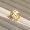 Wholesale Titanium Steel Electroplated Ins Style Heart Shape Geometric Retro Colorful Natural Stone Inlaid Unisex Women's Ring