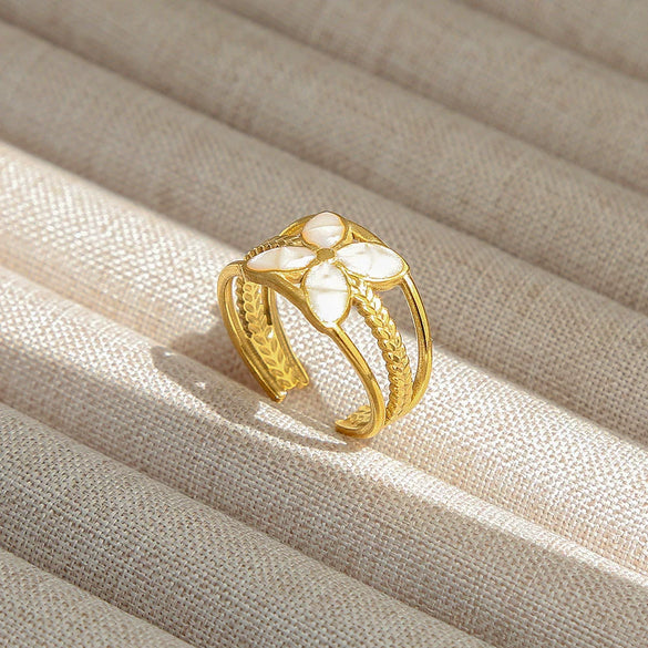 Wholesale Titanium Steel Electroplated Ins Style Heart Shape Geometric Retro Colorful Natural Stone Inlaid Unisex Women's Ring