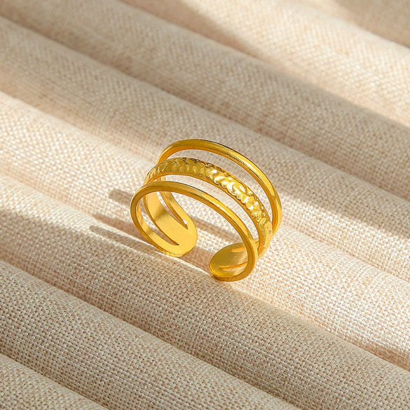 Wholesale Titanium Steel Electroplated Ins Style Heart Shape Geometric Retro Colorful Natural Stone Inlaid Unisex Women's Ring