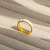 Wholesale Titanium Steel Electroplated Ins Style Heart Shape Geometric Retro Colorful Natural Stone Inlaid Unisex Women's Ring